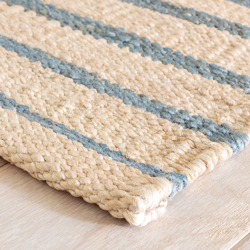 Moana Stripe Handwoven Jute Rug - Blue, 8' x 10'