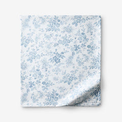 Whisper Fleur Premium Smooth Wrinkle-Free Sateen Flat Bed Sheet - Blue Mist, King/Cal. King
