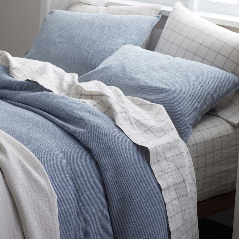 Mini Waffle Sham - Denim Blue, Euro