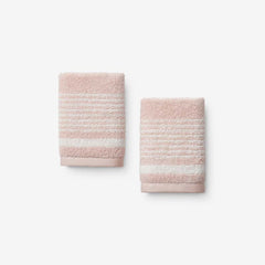 Plush Spa Stripe Washcloths, Set of 2 - Light Rose Quartz