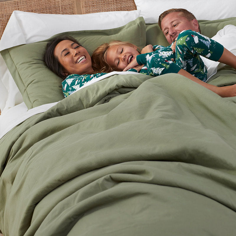 Classic Ultra-Cozy Cotton Velvet Flannel Flat Bed Sheet - Willow Green, King/Cal. King