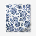 Floral Indigo Garden Classic Cool Cotton Percale Flat Bed Sheet - Blue, King/Cal. King