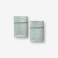 Narrow Stripe Reversible Cotton Washcloths, Set of 2 - Spa Green