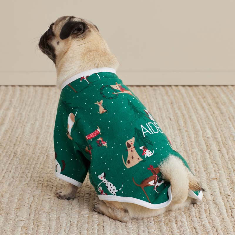 Family Flannel Pet Pajamas - Holiday Pups, L