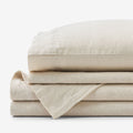 Premium Breathable Washed Linen Solid Bed Sheet Set - Parchment, King