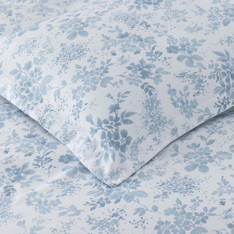Whisper Fleur Premium Smooth Wrinkle-Free Sateen Pillowcase Set - Blue Mist, Standard