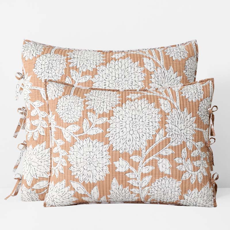 Feliciana Chrysanthemum Reversible Quilted Sham - Clay, Euro