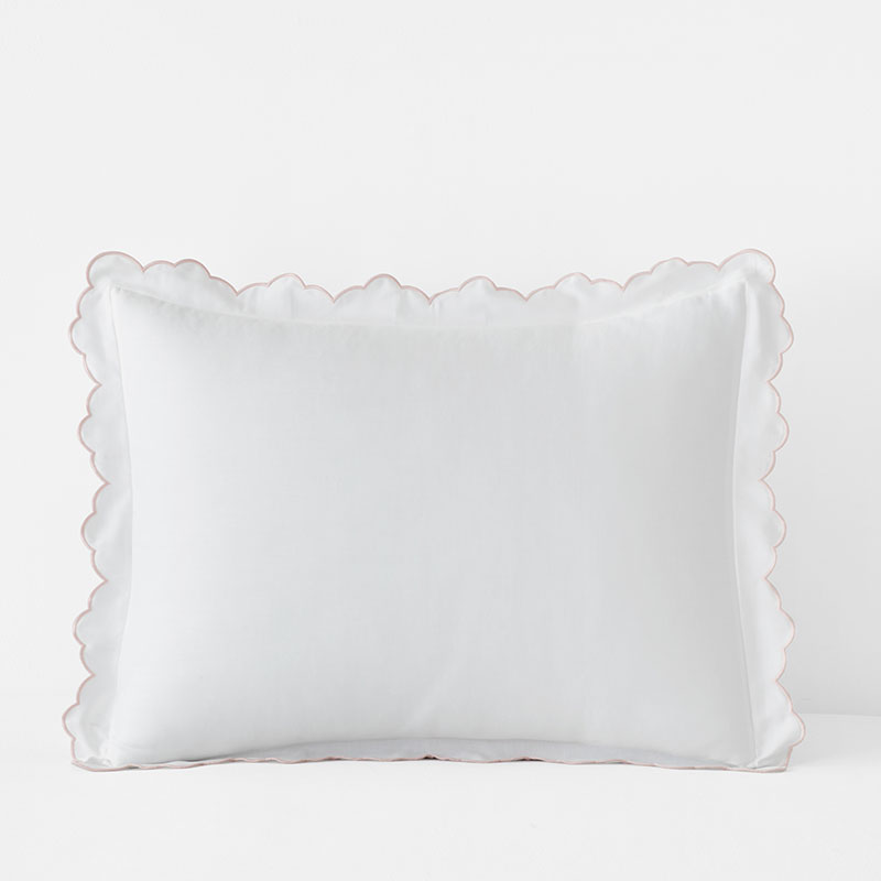 Embroidered Scallop Classic Smooth Sateen Solid Sham - Blush, Standard