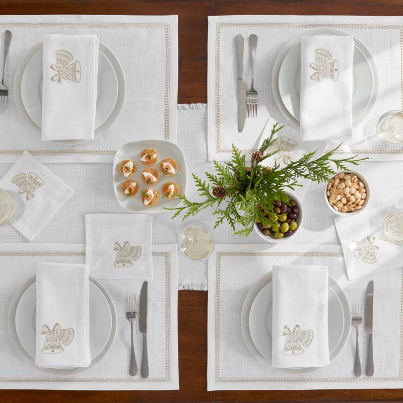 Metallic Napkins, Set of 4 - Bells