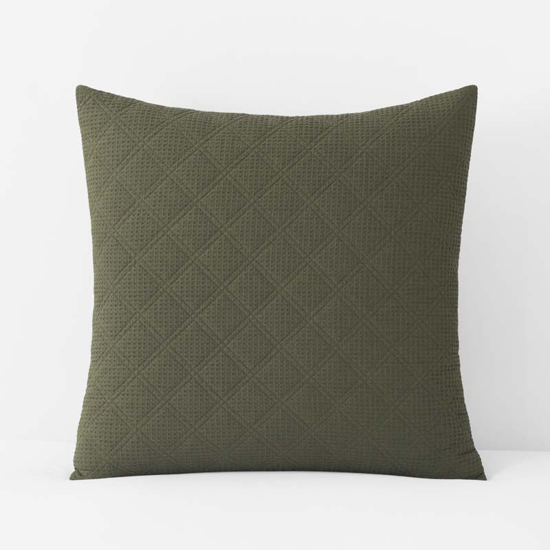 Waffle Quilted Sham - Olive, Euro