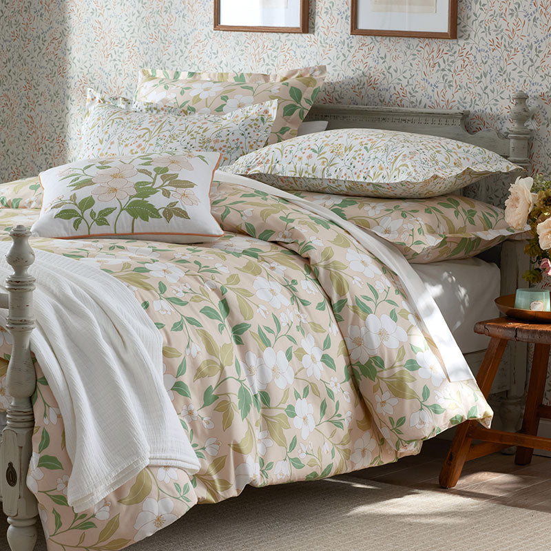 Clemencia Classic Cool Cotton Percale Sham - Floral Peach Blossom, King
