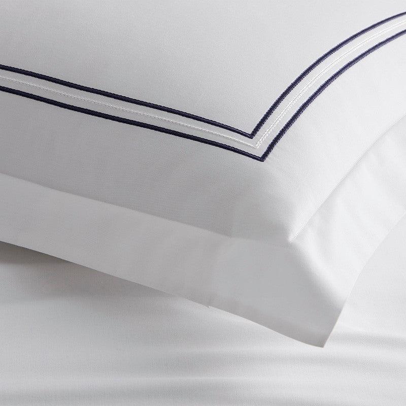 Dorset Stripe Luxe Smooth Egyptian Cotton Sateen Pillowcase Set - Blue, King