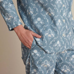 Printed Poplin Women's Long Sleeve Button-Down Pajama Set - Floral Spray, XXL