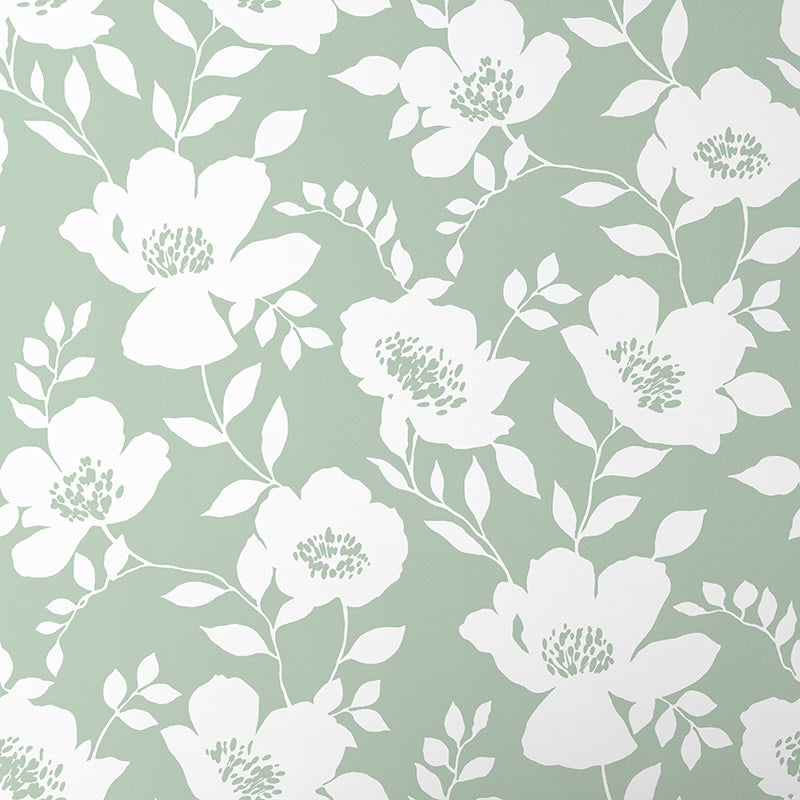 Ava Removable Wallpaper - Floral Willow Green, Swatch