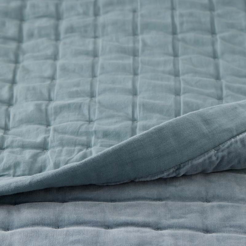 Tufted Stitch Velvet Quilted Sham - Mineral Blue, Standard