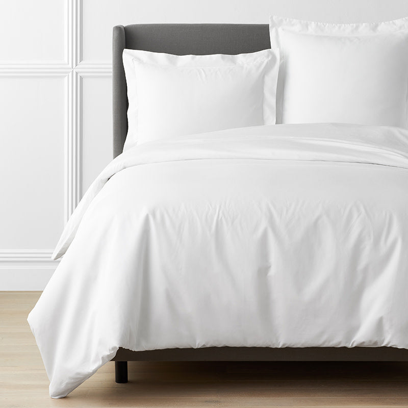 Luxe Smooth Egyptian Cotton Sateen Duvet Cover - White, Oversized Full/Queen