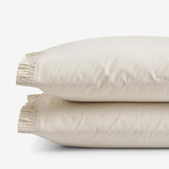 Solid Ruffle Garment Washed Cotton Percale Pillowcase Set - Buff, King