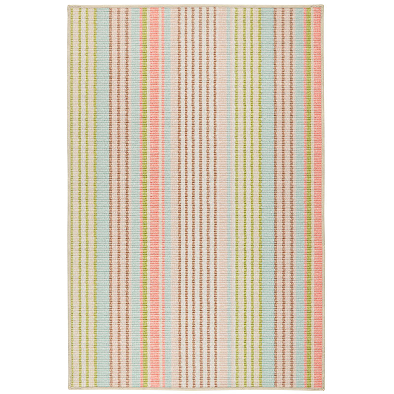 Ana Ticking Washable Rug - Aqua, 2' x 3'