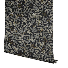 Willowberry Traditional Wallpaper - Black, Swatch