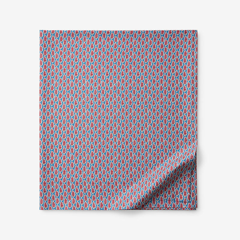 Butti Floral Premium Smooth Sateen Flat Bed Sheet - Red/Blue, Queen