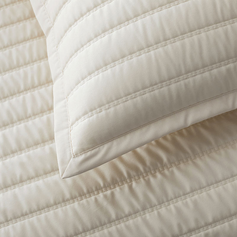 Premium Smooth Wrinkle-Free Sateen Quilted Sham - Ivory, Standard