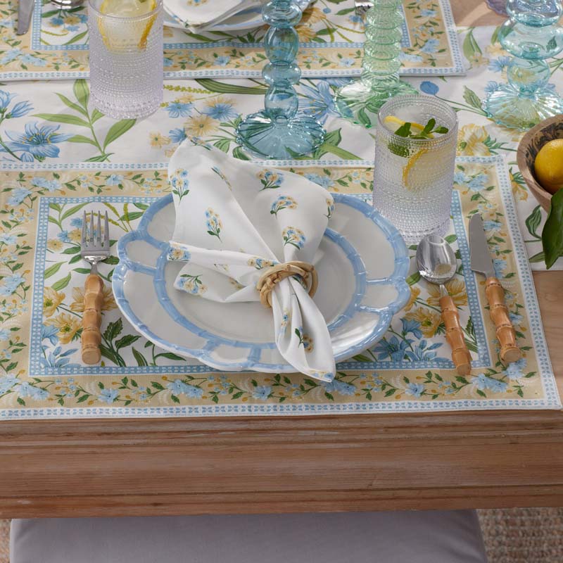Garden Floral Cotton Placemats, Set of 4 - Gardenia Mist