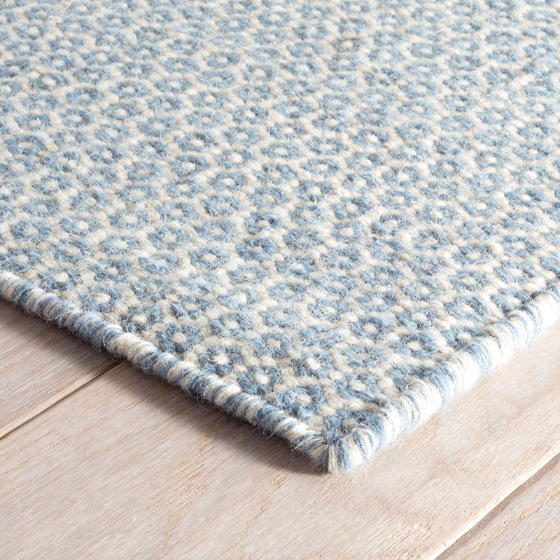 Honeycomb Handwoven Wool Rug -  French Blue, 2' x 3'