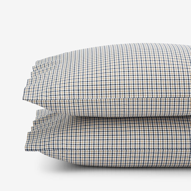 Classic Stripes and Plaids Cool Yarn-Dyed Cotton Percale Pillowcase Set - Mini Check Multi, King