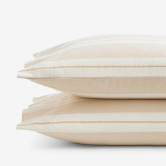 Tailored Stripes and Plaids Classic Cool Cotton Percale Pillowcase Set - Wide Stripe Gold, Standard