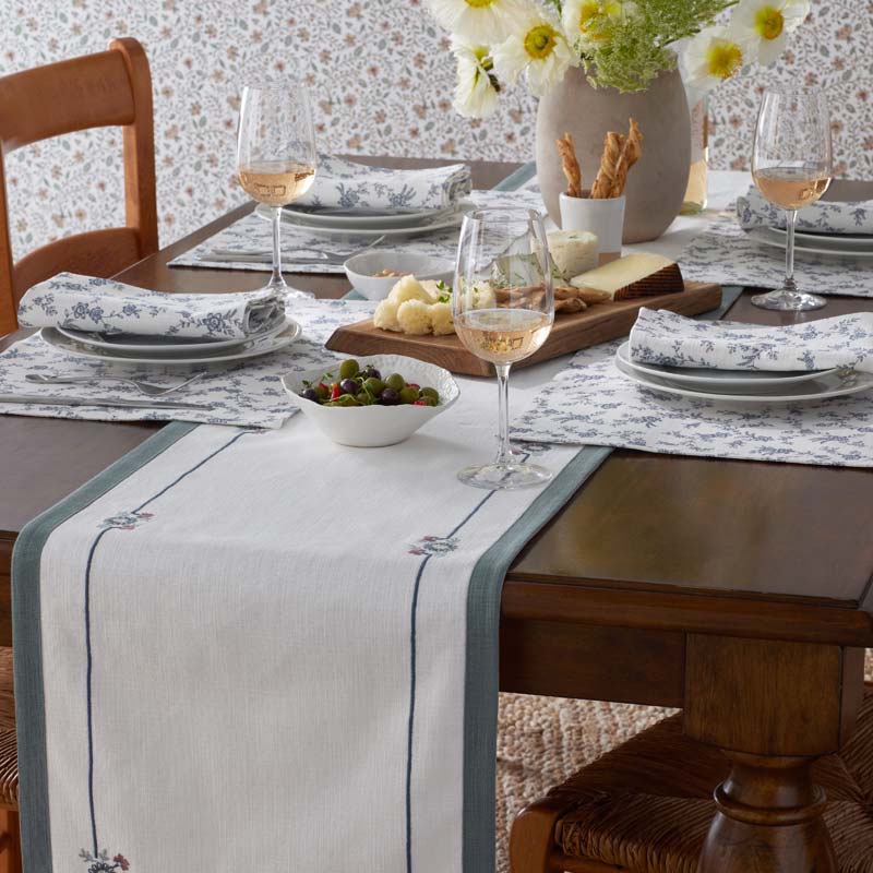 Floral Table Runner - Floral Border, 16 in. x 108 in.