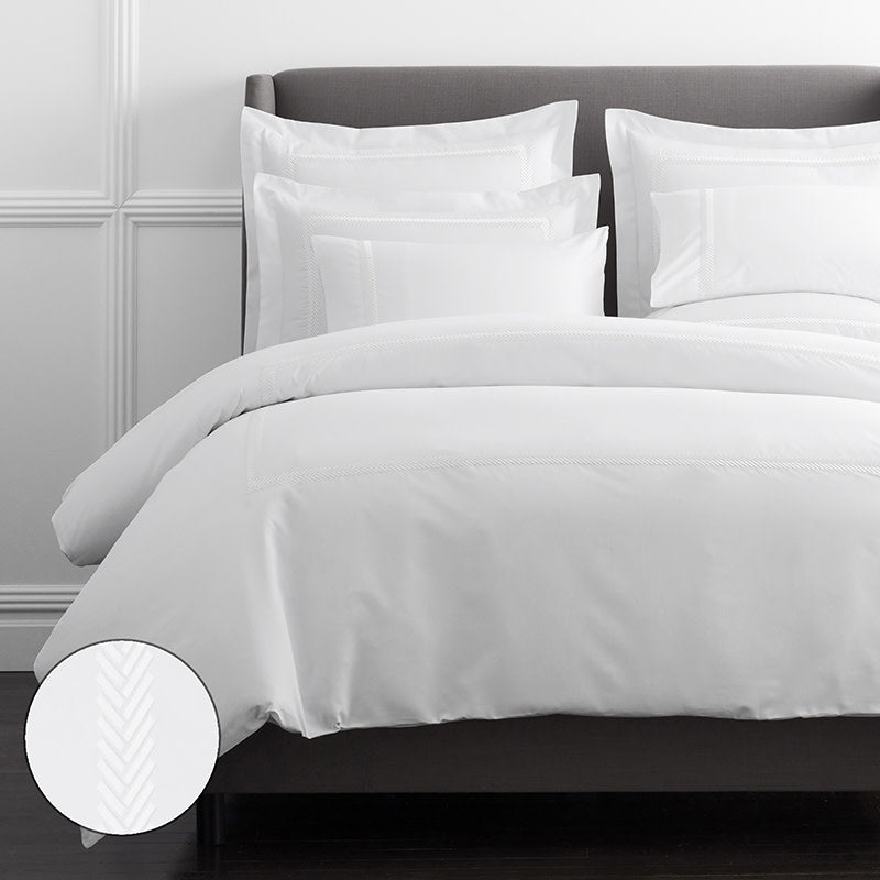 Hewett Luxe Smooth Egyptian Cotton Sateen Duvet Cover - White, Oversized Queen