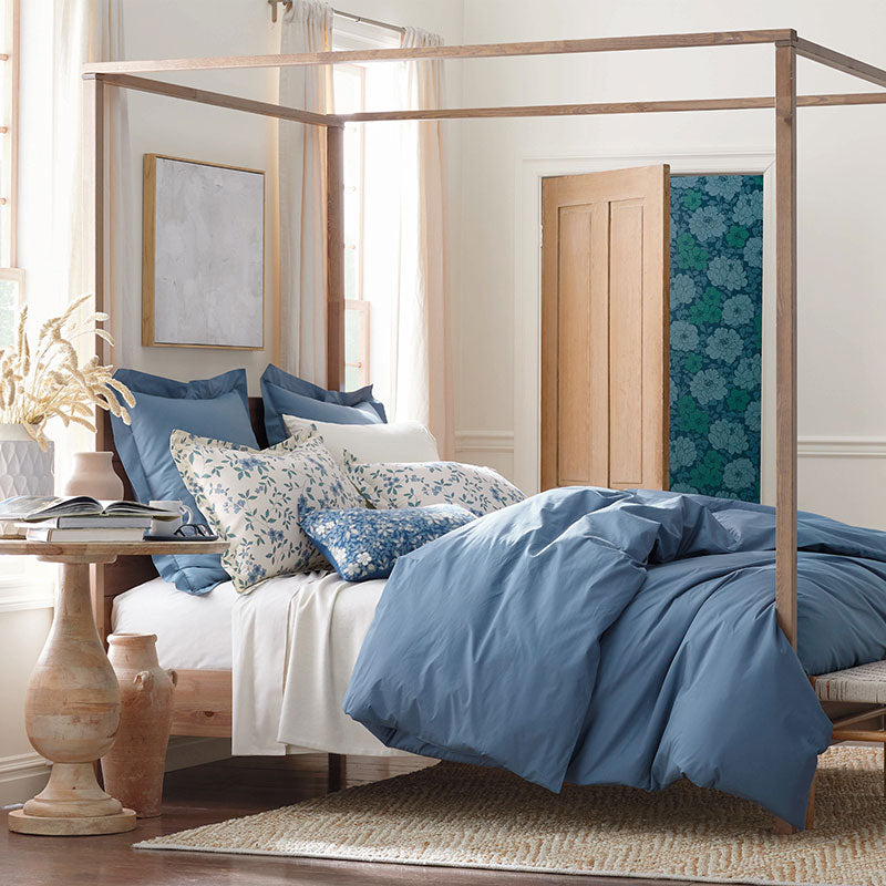 Classic Cool Cotton Percale Bed Duvet Cover - Slate Blue, Full