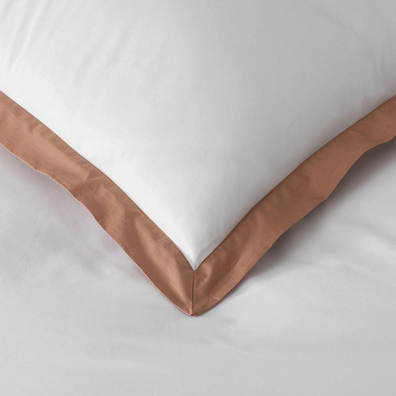 Solid Border Classic Cool Cotton Percale Duvet Cover - Clay, Full/Queen
