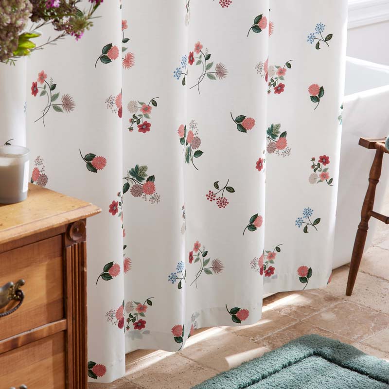 Ditsy Dahlia Classic Cool Cotton Percale Shower Curtain - Cream Multi