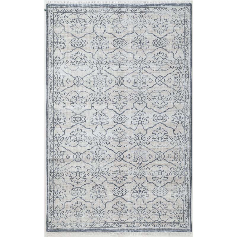 Hand Knotted Performance Rug - Ivory/Slate Blue, 7' 9" x 9' 9"