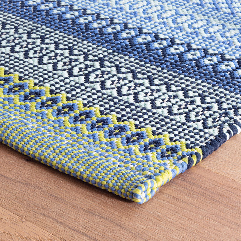 Fiesta Stripe Handwoven Indoor/Outdoor Rug - Blue/Green, 2' x 3'