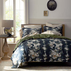 Blooming Melody Reversible Premium Smooth Wrinkle-Free Sateen Comforter - Green Multi, Full/Queen