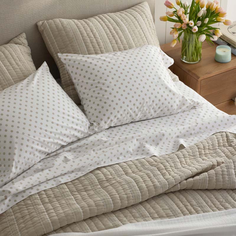 Isadora Classic Cool Cotton Percale Bed Sheet Set - Dot, Full