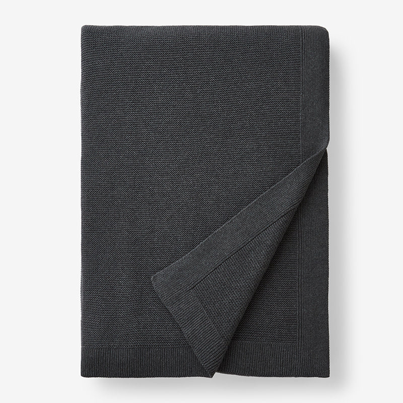 Classic All Season Breathable Cotton Knit Blanket - Dark Gray, Full/Queen