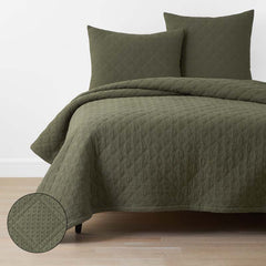 Waffle Quilt - Olive, Twin/Twin XL