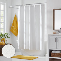 Leaf Matelassé Shower Curtain - White