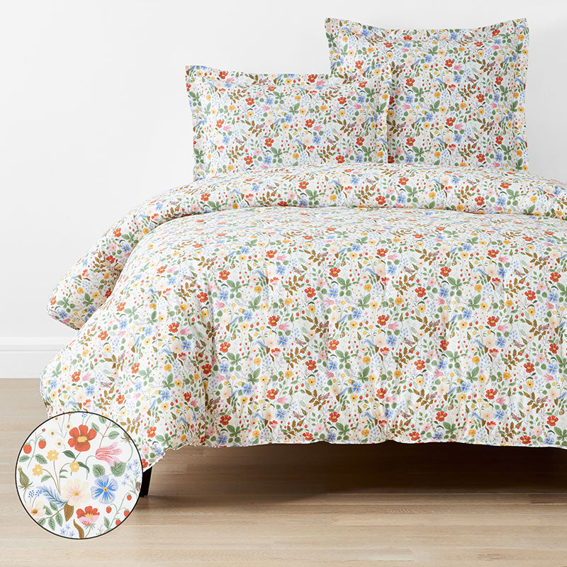 Strawberry Fields Classic Cool Cotton Percale Comforter - White Multi, King/Cal. King