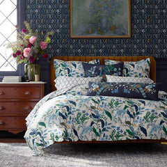 Peacock Decorative Lumbar Pillow Cover - Navy Multi