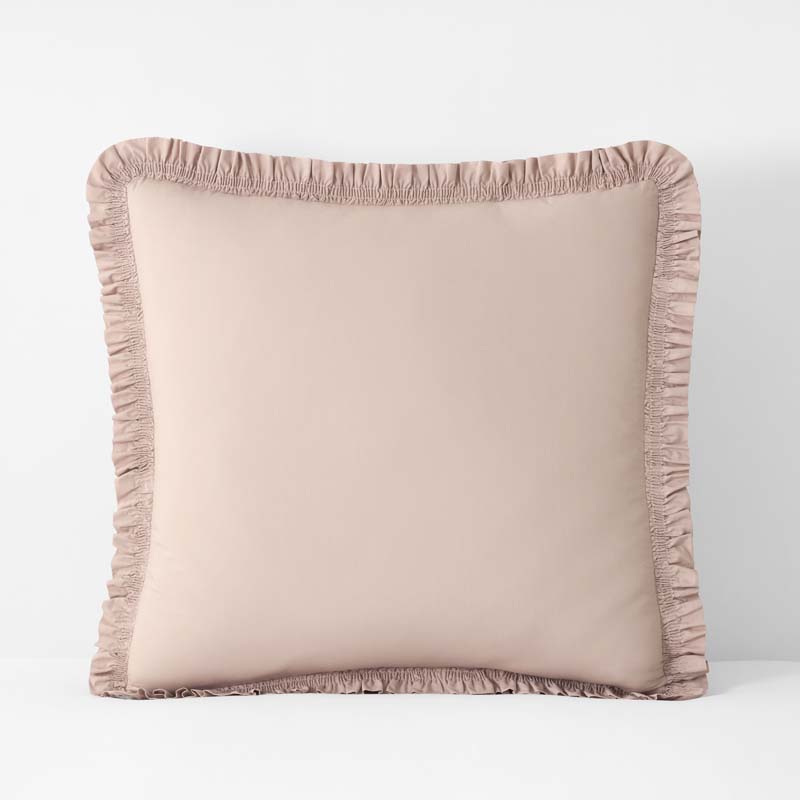 Solid Ruffle Garment Washed Cotton Percale Sham - Rose, Euro