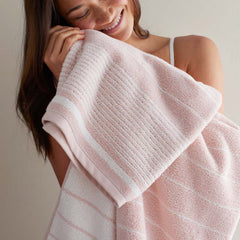 Plush Spa Stripe 6-Piece Bath Set - Light Rose Quartz