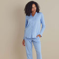 Pima Cotton Women's Button-Down Pajama Set - Periwinkle, XXL