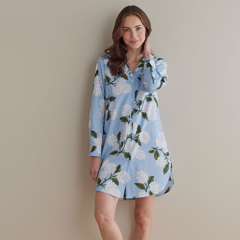 Poplin Women's Nightshirt - Hydrangea, L