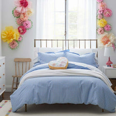 Gingham Classic Cool Organic Cotton Percale Comforter Set - Light Blue, Twin/Twin XL
