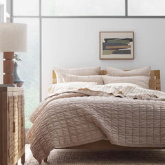 Tailored Stripes and Plaids Classic Cool Cotton Percale Bed Duvet Cover - Narrow Stripe Gold, Full/Queen