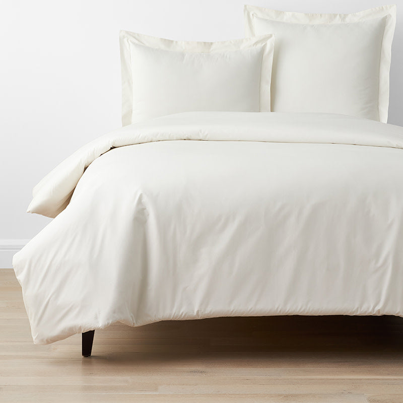 Premium Cool Organic Cotton Percale Duvet Cover - Ivory, King/Cal King